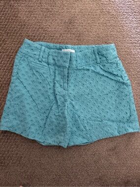 LOFT Teal Eyelet Bermuda Shorts